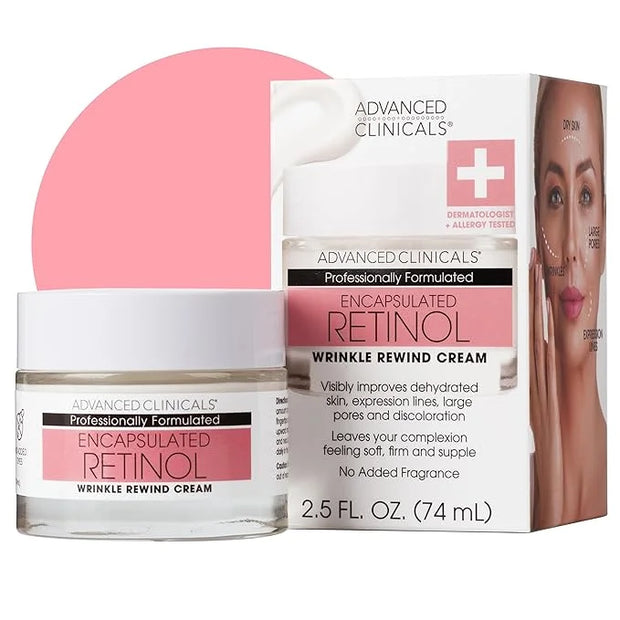 Advanced Clinicals Retinol Cream Face Moisturizer | Encapsulated Retinol Lotion For Face With Ferulic Acid + Vitamin E To ...