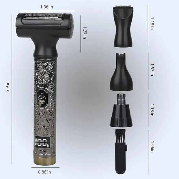 Electric Shaver for Men & Women, 2025 Wet Dry Cordless Razor with LED Display, Rechargeable Hair Remover with 4 Grooming H...
