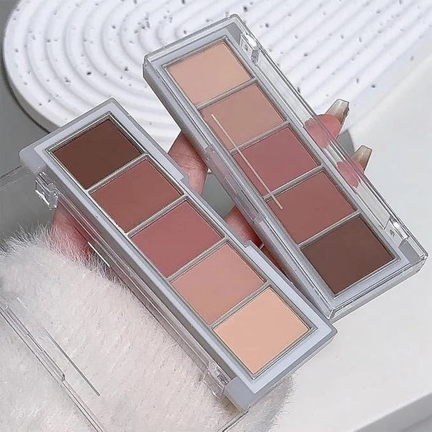 evpct 5 Colors Matte Nude Eye Shadow Palette Makeup for Older Women, Nude Pink Rose Mauve Brown Cocoa Matte Cream Mini Eye...