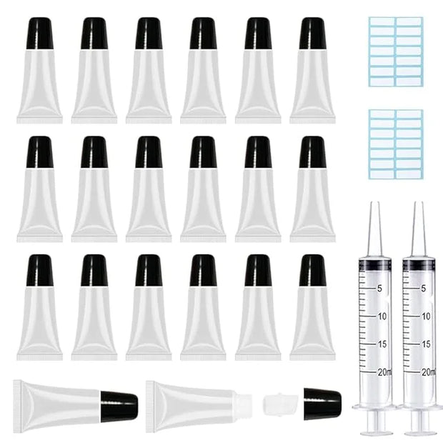 AMORIX 50PCS Lip Gloss Tubes 5ml Black Cap Lip Gloss Containers Empty Lip Balm Tubes Refillable Cosmetic Squeeze Lipgloss ...