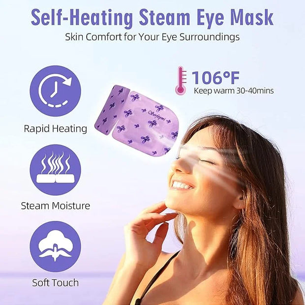 Serfeymi 22 Packs Steam Eye Mask-Disposable Cornea Care Rest Self Heating Eye Mask,Warm Eye Compresses for Dry Eyes,Sleep,...