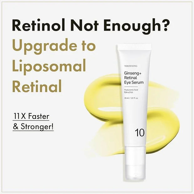 Ginseng Plus Retinal Eye Serum with Retinal Niacinamide Bakuchiol Correction for Puffy Eye Bags Fine Lines Dark Circles Wr...