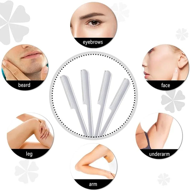 10 Pieces Eyebrow Razor for Women Facial Shaver Razor Brow Shaper Eyebrow Trimmer Dermaplaner Shaping Tool with Cover (Sil...