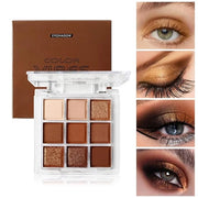 Neutral Nude Brown Eyeshadow Palette, 9 Colors Glitter Matte Eye Shadow Palette Makeup, Rose Gold Dark Brown Bronze Eyesha...