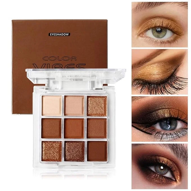 Neutral Nude Brown Eyeshadow Palette, 9 Colors Glitter Matte Eye Shadow Palette Makeup, Rose Gold Dark Brown Bronze Eyesha...