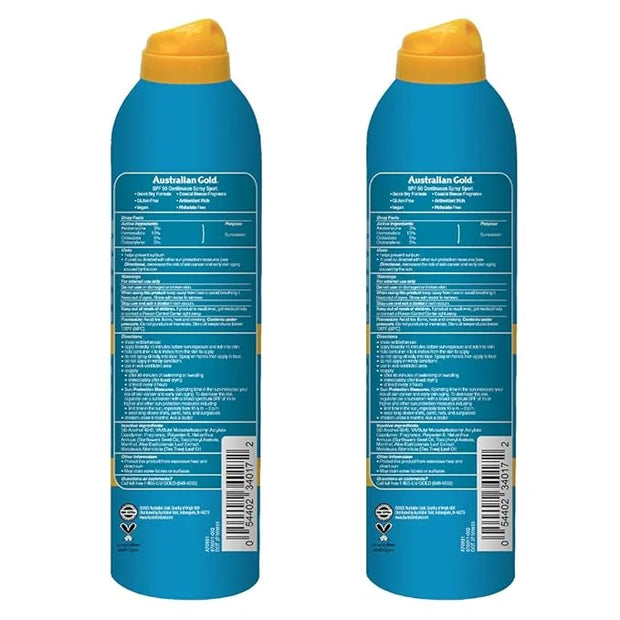 Australian Gold Extreme Sport Continuous Spray Sunscreen SPF 50 (Broad Spectrum/Sweat & Water Resistant/Non-Greasy/Oxybenz...
