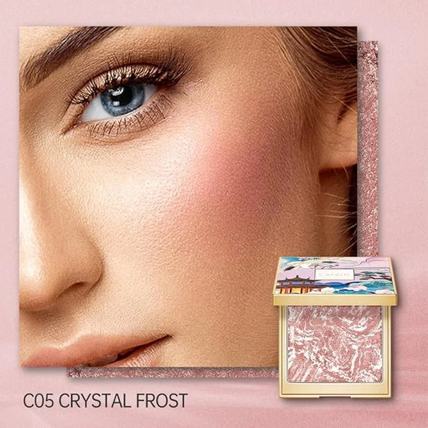 blush for cheek pink coral cheek color makeup powder blusher creamy texture long lasting shimmering glitter highlight 2 in...