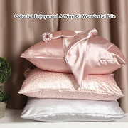 2 Pack Satin Pillowcase with Latent Zipper, Adjustable Satin Eye Mask for Sleeping and Satin Volume Scrunchie for Hair and...