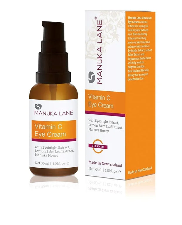 Vitamin C Eye Cream with Lemon Balm Leaf Extract, Manuka Honey & Eye Bright Extract | Plant Based Formula | Carefully form...