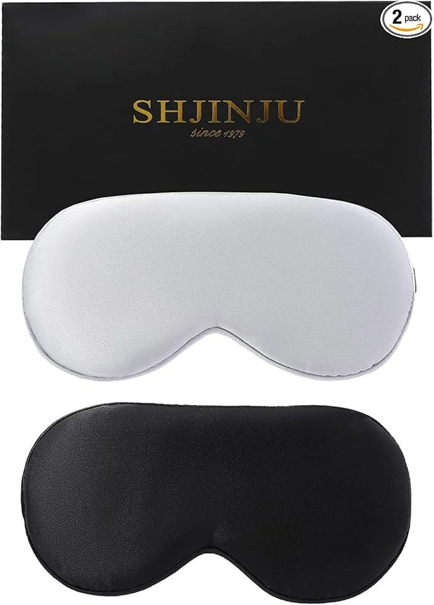 2-Pack 100% Real Natural Silk Eye Mask, Silk Sleeping Mask, Shade Puffy Eye Gift with Adjustable Straps, Sleep Eye Mask, S...