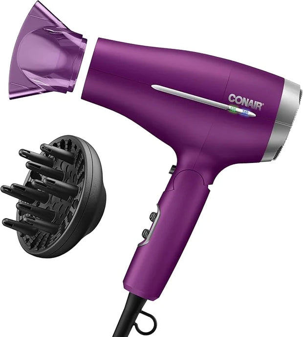 Conair Hair Dryer, Worldwide Travel Hair Dryer with Smart Voltage Technology and Folding Handle, Includes Diffuser and Con...