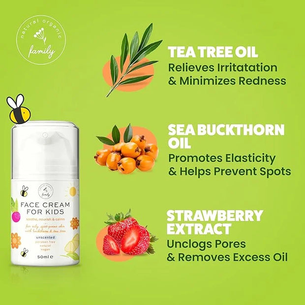 Award-Winning Kids Face Cream - Gentle & Calming Moisturizer with Natural Ingredients for Sensitive & All Skin Types - Fra...