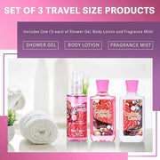 Cotton Candy Bath & Body Care Travel Set, Home Spa Gift Set Includes Body Lotion, Shower Gel, and Fragrance Mist, Personal...