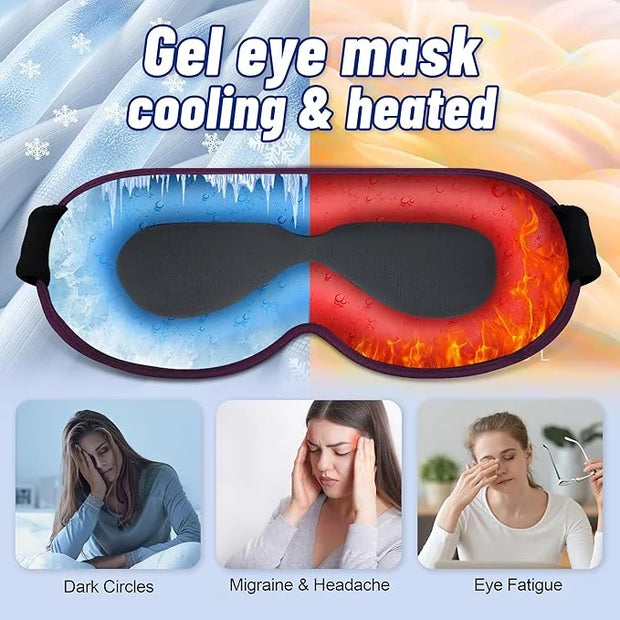 Cooling Gel 3D Sleep Eye Mask-Weighted Blackout Sleep Mask & Cold Compress for Dark Circles, Dry Eyes, and Puffiness - Com...