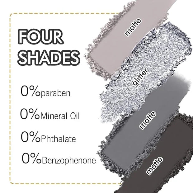 4 Colors Eyeshadow Makeup Palette,Black Gray Highly Pigmented Natural Neutral Nude Smoke Eye Shadow Palette with Mirror,Lo...