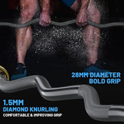 47" Olympic EZ Curl Bar 500-lbs Capacity Steel 2" Barbell - Product Image
