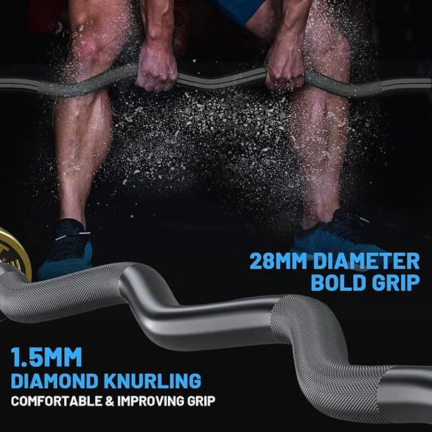 47" Olympic EZ Curl Bar 500-lbs Capacity Steel 2" Barbell - Product Image