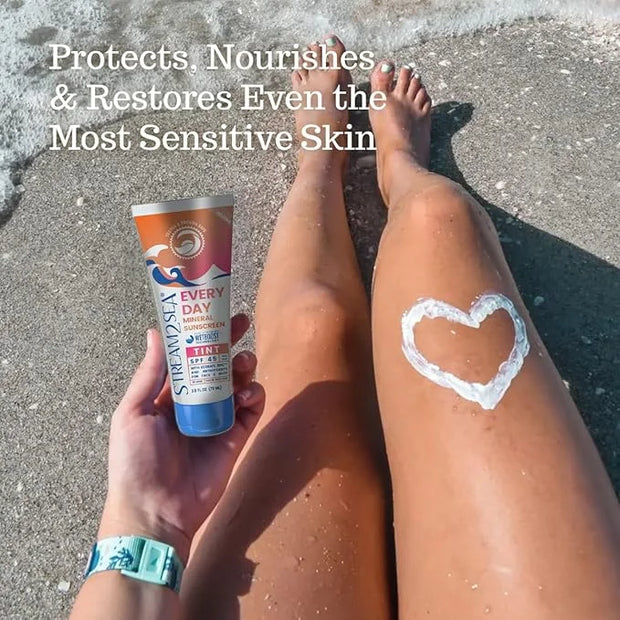 SPF 45 Every Day Tint Mineral Sunscreen | 2.5 Fl Oz Biodegradable, Paraben Free & Reef Safe Sunscreen | Non-Greasy Tinted ...