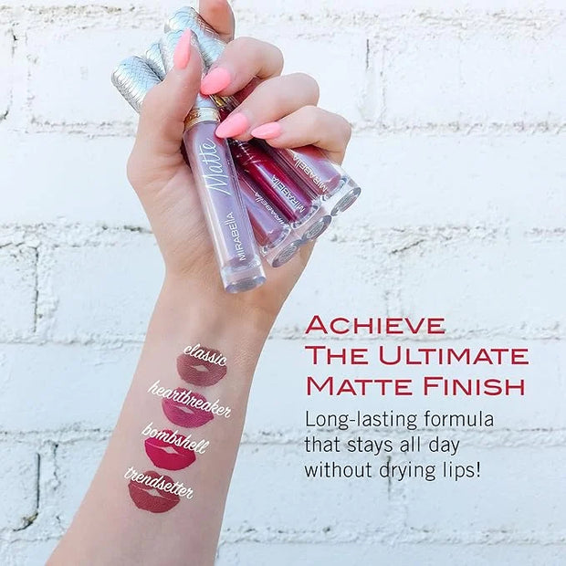 Mirabella Luxe Advanced Formula Matte Lip Gloss, Richly Pigmented Long-Wear and Full-Coverage Liquid Lipstick, Matte Lipst...