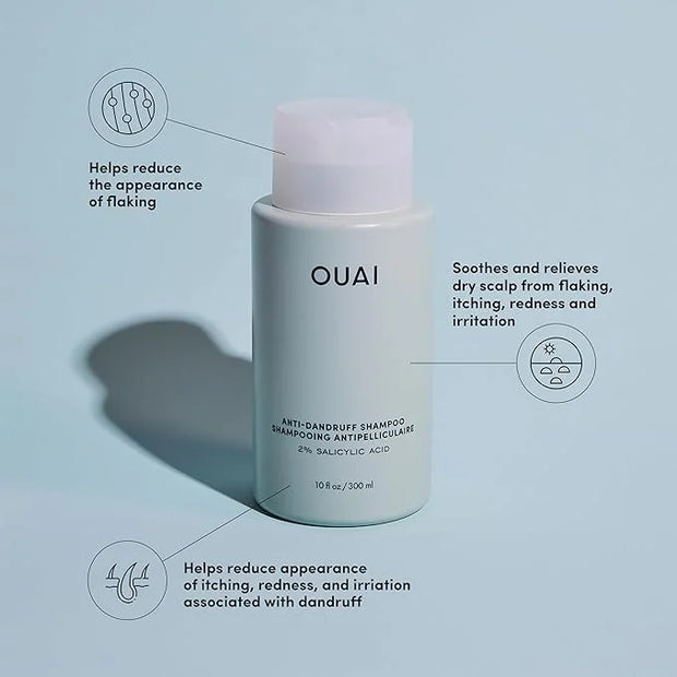 OUAI Detox Shampoo (10 fl oz) & Anti-Dandruff Deluxe Size (1 fl oz) Bundle - Soothing, Clarifying Shampoo Set for Dry, Fla...