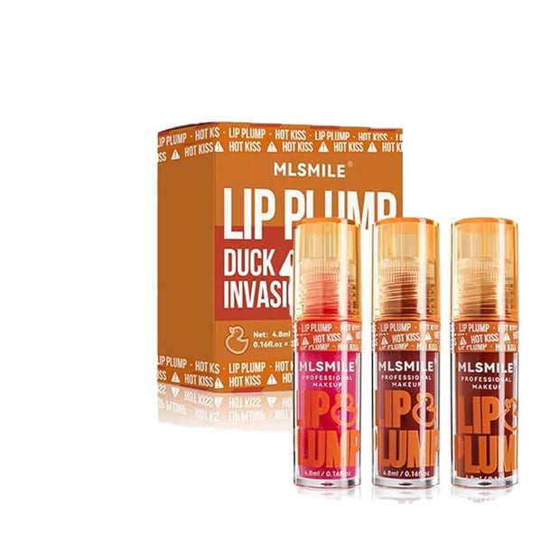 3 Colors Duck Lip Plumper Gloss, Glitter Shine Primer Lip Tint Korean Clear Plumping Lip Gloss, High Pigment No Sticky Lip...