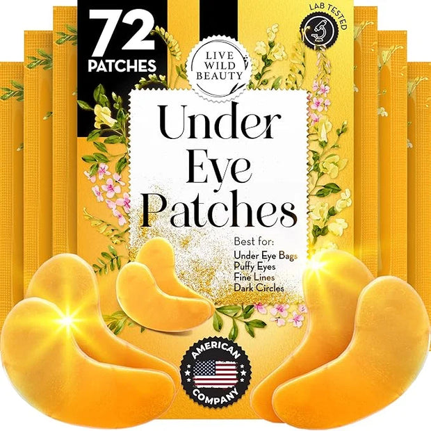 Under Eye Patches (72 Patches) for Puffy Eyes and Dark Circles with Pure Collagen, 24K Gold Eye Gel Pad Masks for Reducing...