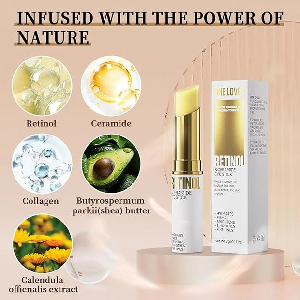 Retinol Eye Stick, Eye Cream for Dark Circles and Puffiness, Hydration and Brightening Eye Balm, Under Eye Cream Anti Agin...