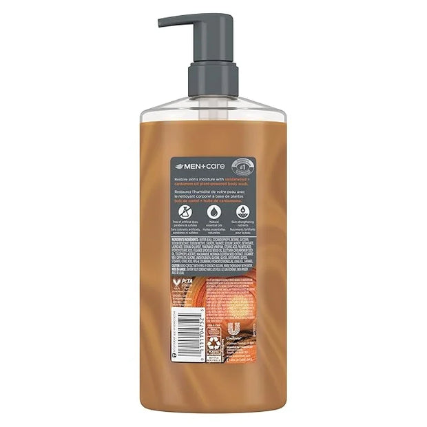 DOVE MEN + CARE Body Wash Sandalwood + Cardamom Oil to Rebuild Skin in the Shower with Plant-Based Cleansers and Moisturiz...