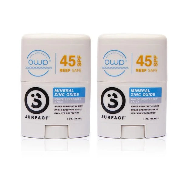 Surface Mineral Face Sunscreen Stick, Water Resistant, UVA/UVB Broad Spectrum, Fast Drying Protection, PABA Free - SPF 45 ...
