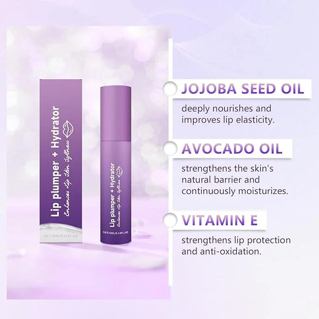 2Pcs Lip Plumper + Hydrator Lip Balm,Instant Volumizing Gloss with Hyaluronic Acid & Anti-Aging Ingredients,High-Shine Moi...