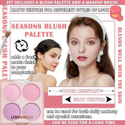 4 Colors Blush Palette for Cheeks - Face Matte Contour Makeup Palette, Buildable Shimmer Facial Cheek Blusher Shades, Blen...