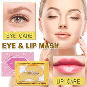 Miniling 30 Pairs Lip Mask & Eye Mask, Crystal Collagen Under Eye Patches for Puffy Eyes, Undereye Bags, Wrinkles, 24K Gol...