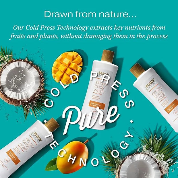 RAW SUGAR Simply Body Wash - Raw Coconut + Mango, Moisturizing & Soothing Bath & Shower Gel, Sulfate-Free, Paraben-Free & ...