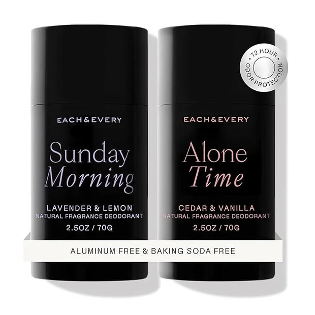 Each & Every Aluminum Free Deodorant for Women & Men, Lavender & Lemon + Cedar & Vanilla - All Natural Deodorant for Sensi...