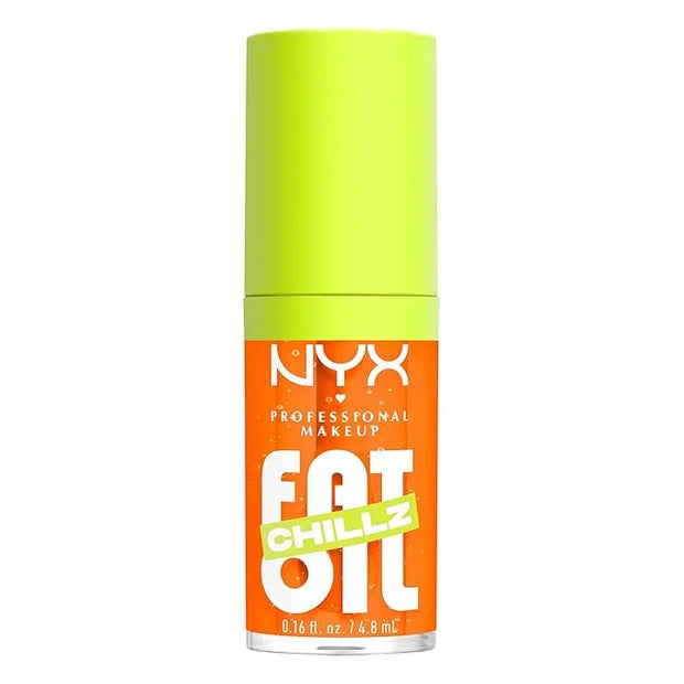 NYX PROFESSIONAL MAKEUP Fat Oil Chillz, Moisturizing, Shiny and Vegan Tinted Lip Gloss - Citrus Chiller (Sheer Orange) - P...