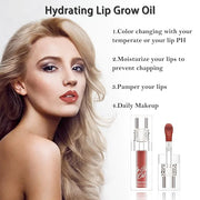 Hydrating Lip Glow Oil for Women, Color Changed Lip Plumper Gloss Moisturizing Nourishing Black Big Brush Head Lip Oil Smo...