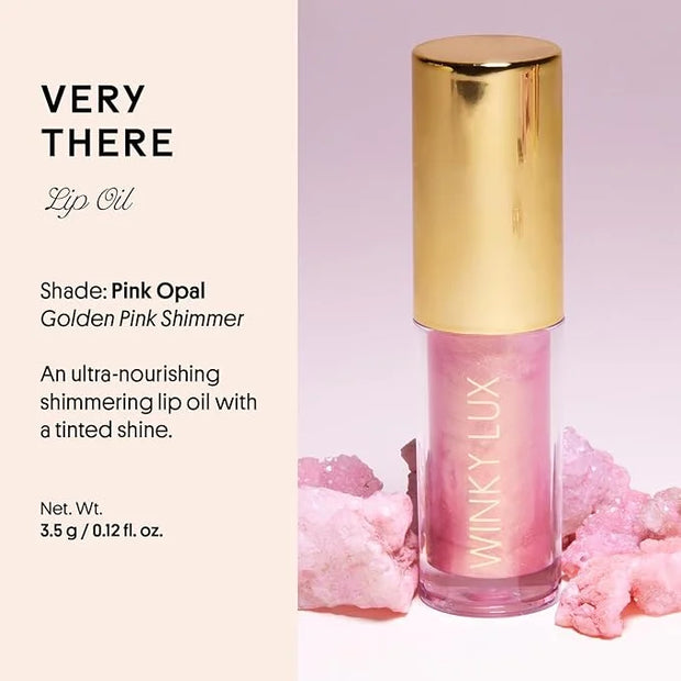 Winky Lux Very There Lip Oil, Hydrating Nude Pink Gloss with Jojoba Oil, Non-Sticky Glossy Lip Oil, Tinted Pink Gloss for ...