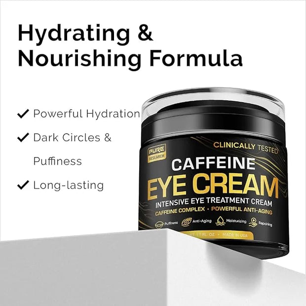 Caffeine Eye Cream For Anti Aging, Dark Circles, Bags, Puffiness. Great Under Eye Skin + Face Tightening, Eye Lift Treatme...