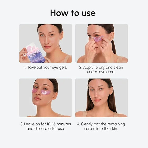 MAREE Violet Eye Gels - Marine Collagen Under Eye Patches for Puffy Eyes - Undereye Mask Patches for Women - Moisturizing ...