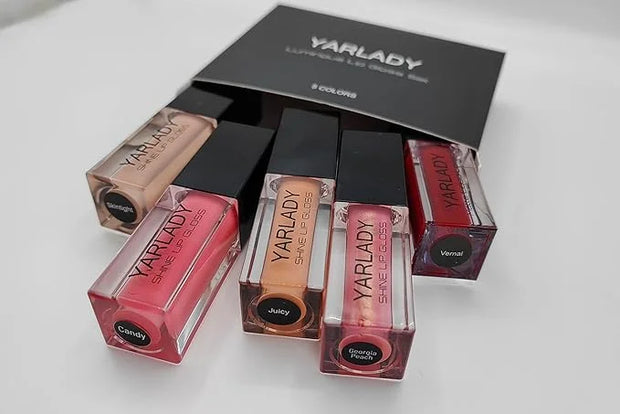 5pcs lip gloss combination set, 4pcs Shiny Lip gloss +1pcs lipstick matte long lasting 24 hours, Lip makeup Gift set - Pro...