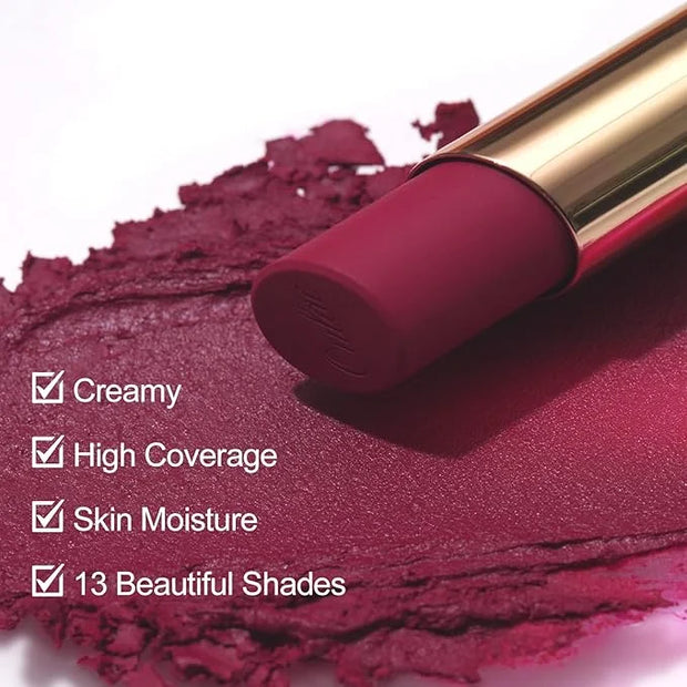 Oulac Creamy Matte Lipstick for Women, Lipstick & Blush Duo, Magenta Soft Satin Finish Lipsticks with Moisturising Formula...