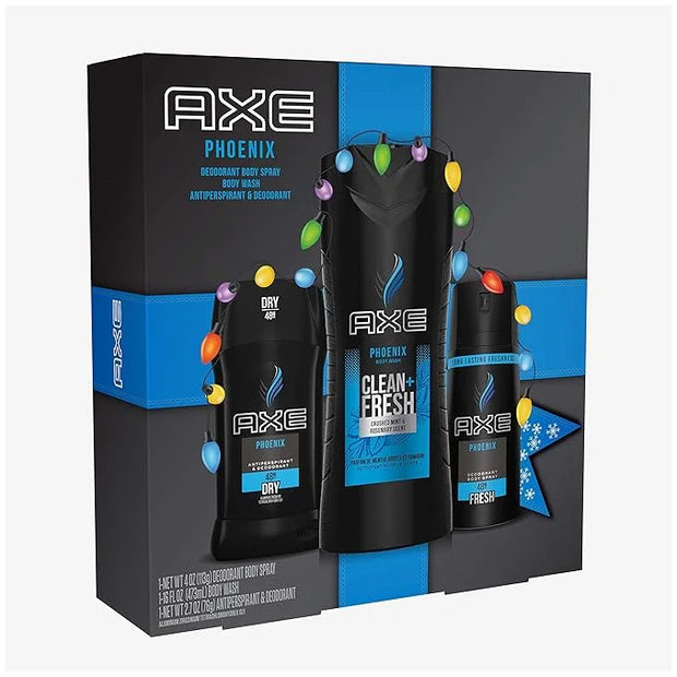 AXE Phoenix Holiday Gift Set With Body Spray, Antiperspirant & Deodorant Stick and Body Wash for Grooming 3 count - Produc...