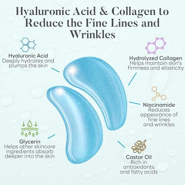 Hyaluronic Acid Under Eye Patches(30 Pairs) Under Eye Patches for Dark Circles, Under Eye Patches for Puffy Eyes and Dark ...