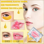 30 Pairs 24K Gold Eye Masks & Lip Masks,Crystal Collagen Eye Patches for Puffy Eyes, Effectively Moisturizing Lip & Eye Sk...