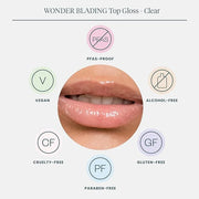 Wonderskin WONDER BLADING Top Gloss - Clear Glitter Lip Gloss, Hydrating and High Shine Finish Lip Makeup (Clear Shine) - ...