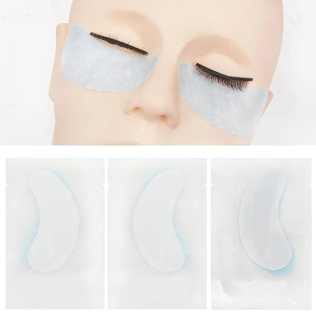 100 Pairs Hydrogel Under Eye Gel Patches Lint Free Eye Lash Pads Eyelash Extension Tool Mask Eyepads, Transparent/Blue - P...