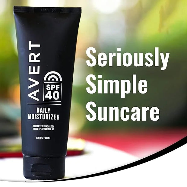AVERT Moisturizer with SPF 40 | Unscented, No Octinoxate, No Oxybenzone, Ultra Lightweight, Face Sunscreen, Travel Size, N...