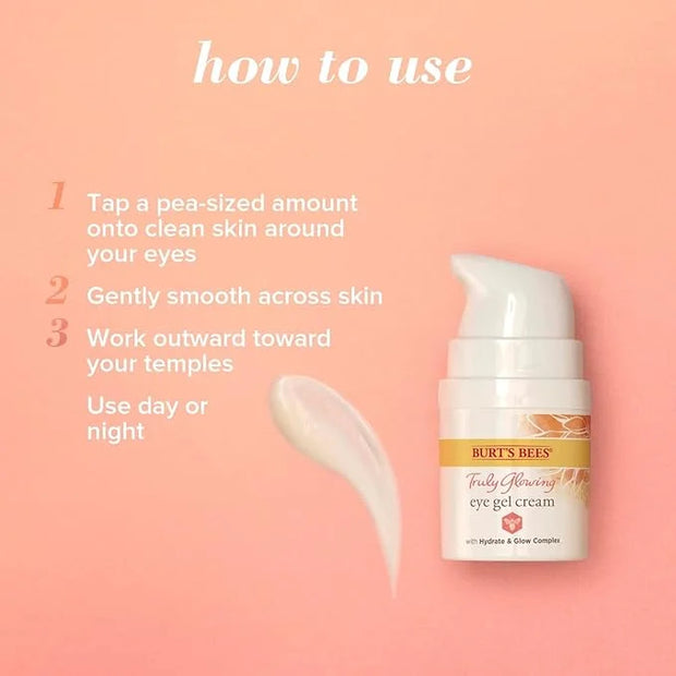 Burt's Bees Truly Glowing Eye Gel Cream Unisex 0.5 oz, White - Product Image
