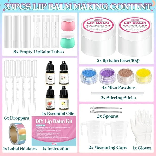 JCOOS Lip Gloss Making Kit, Lip Gloss Set for Teens Lip Kit Fun DIY Lipgloss Making Kit, Diy Lip Balm Kit Make Your Own Li...