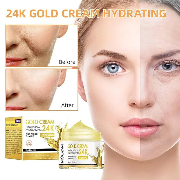 Moisturing Face Cream Skincare for Women,Day Night 24k Gold Facial Cream for Face，Hydration Face Cream for All Skin Types ...